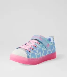 SKECHERS Twinkle Spark Light Blue Multi Fabric Sneakers