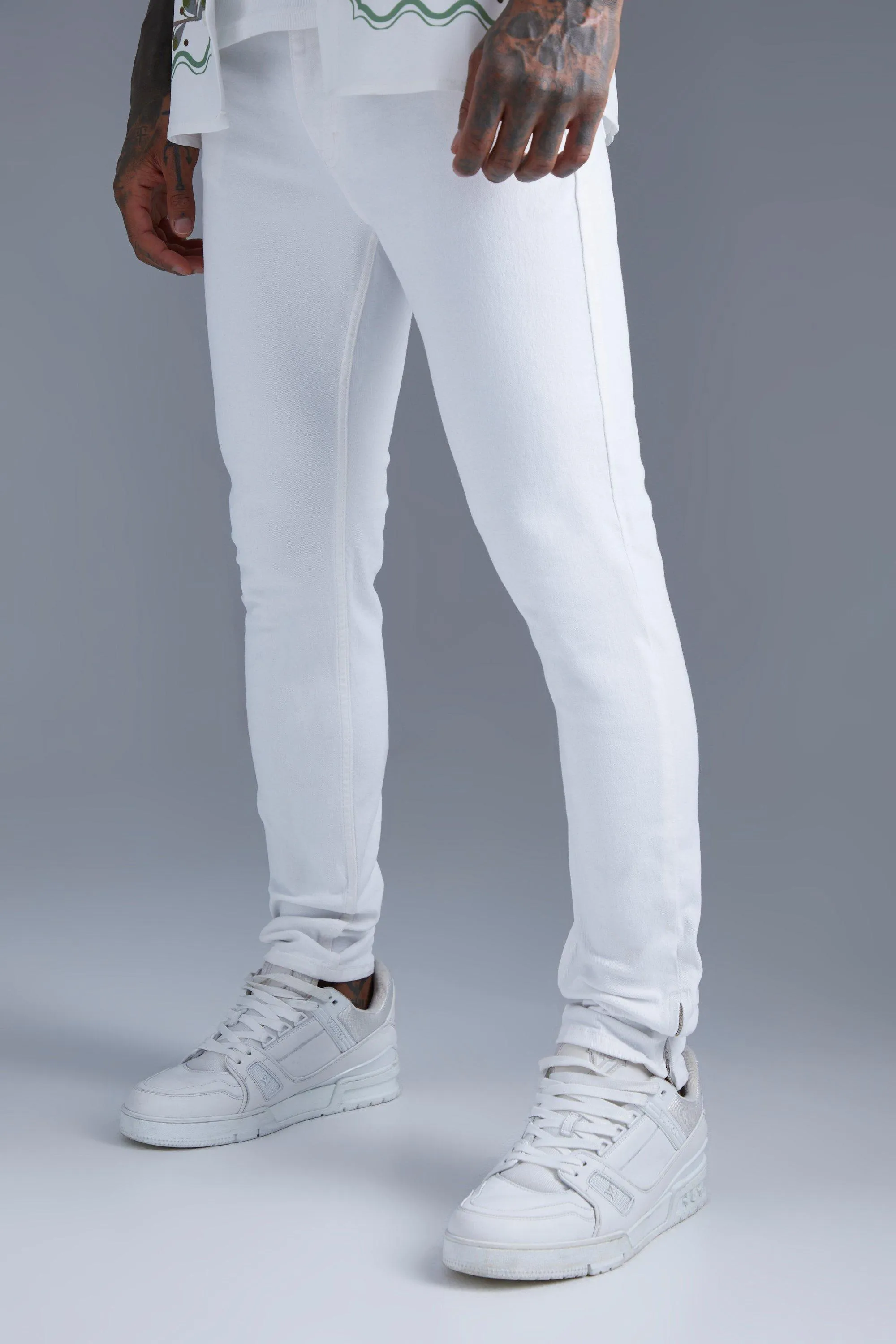 Skinny Stretch Jeans With Zip Cuff