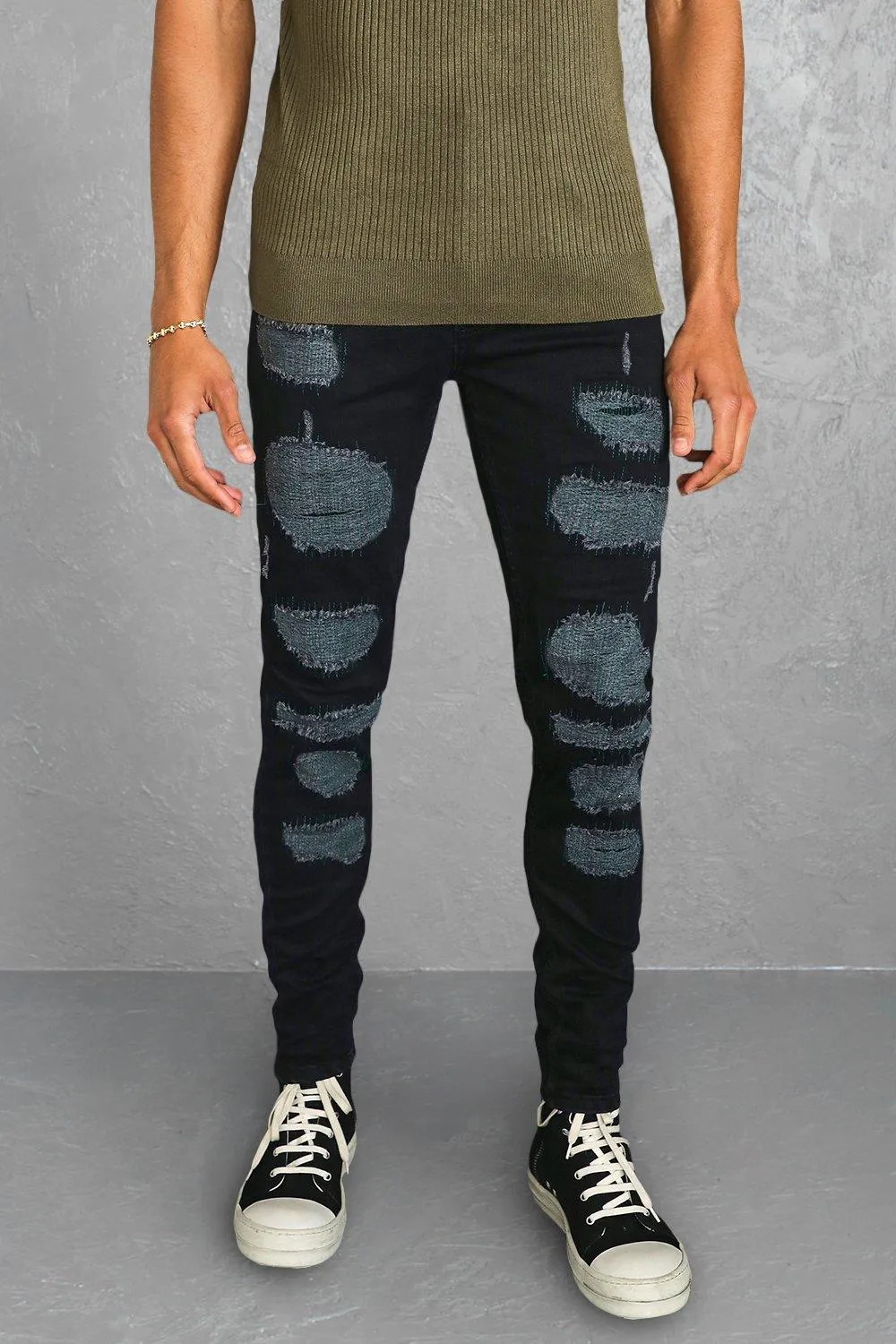 Skinny Stretch Rip & Repair Distressed Jeans