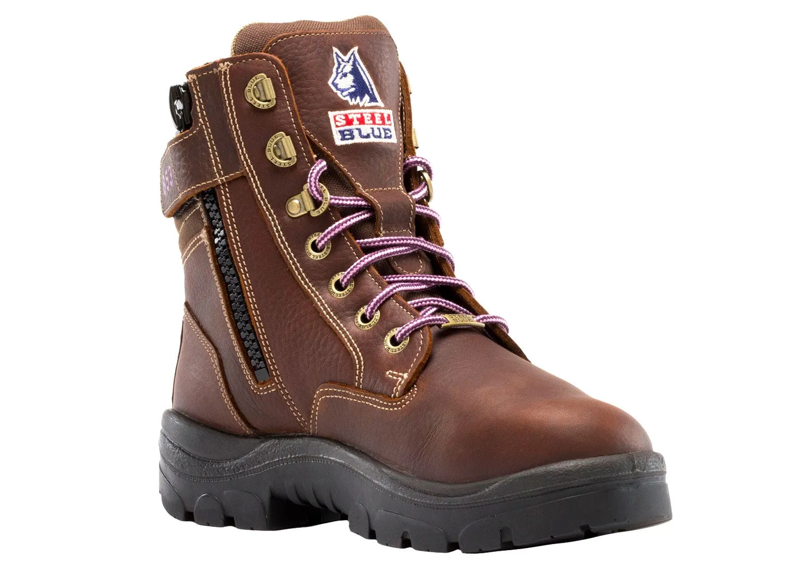 Steel Blue Southern Cross Zip Brown Women's Steel Toe Work Boot