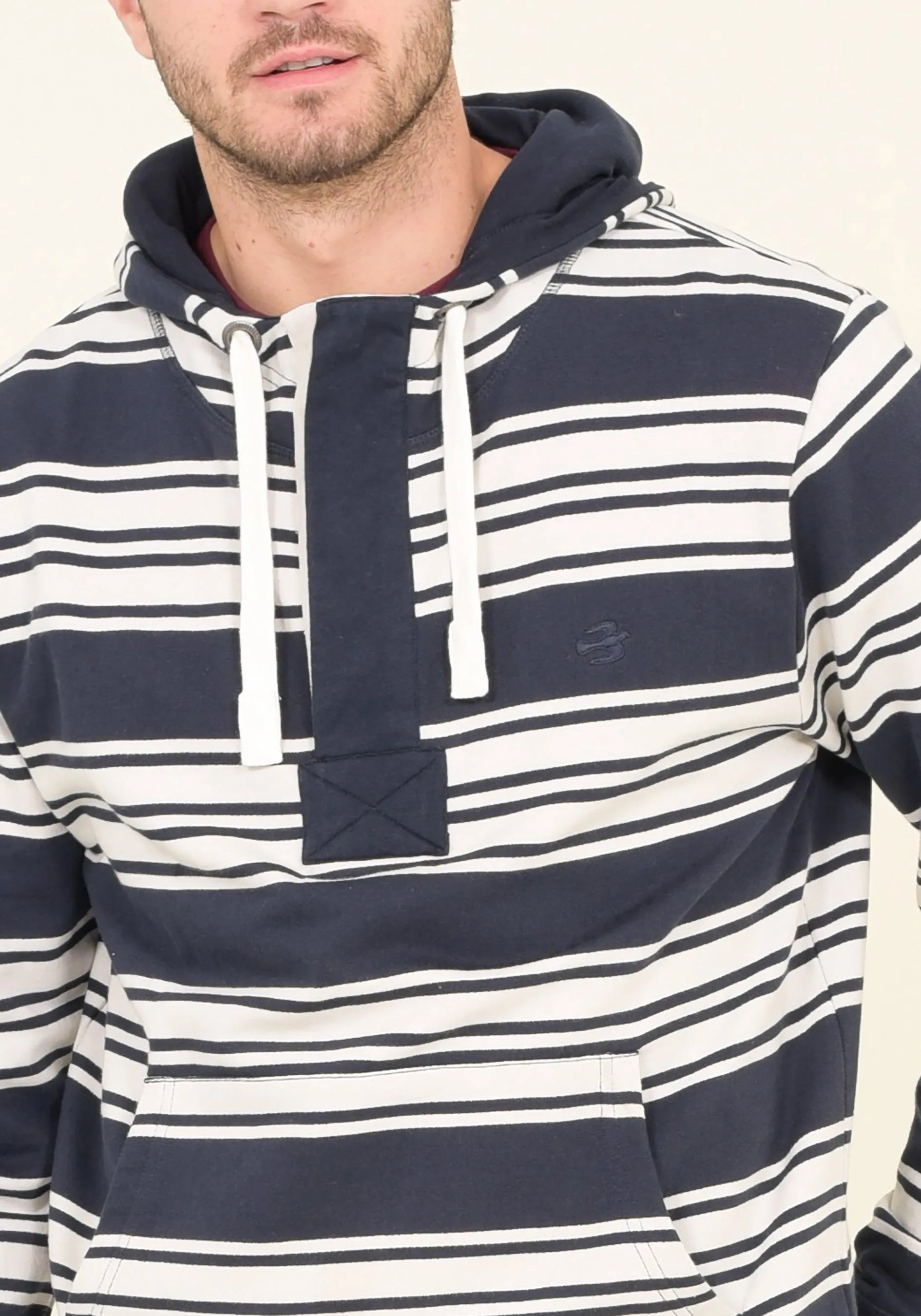 Stripe 3 Button Hoodie