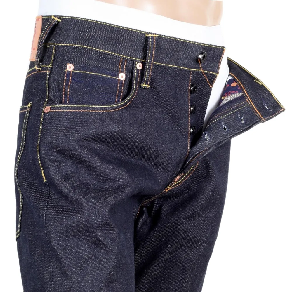 Super Exclusive Dark Indigo Raw Denim Jeans with Sumo Wrestler Embroidery