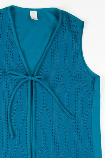 Teal Crochet Tie Front Vest