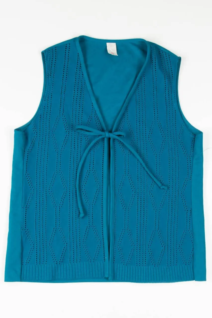 Teal Crochet Tie Front Vest