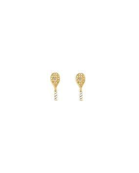     Tennis Racket Enamel CZ Studs    --    