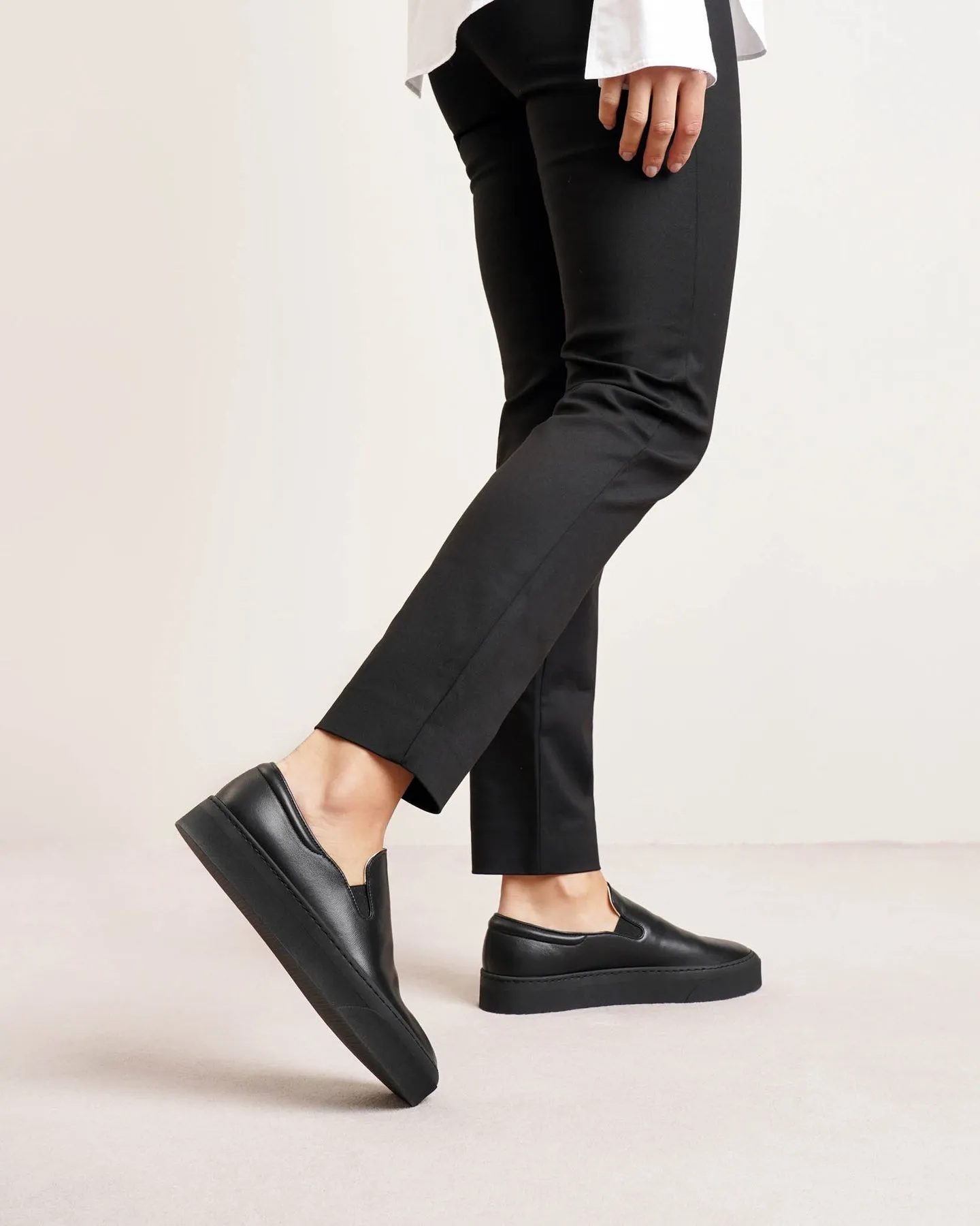 The Row Marie H black nappa sneakers