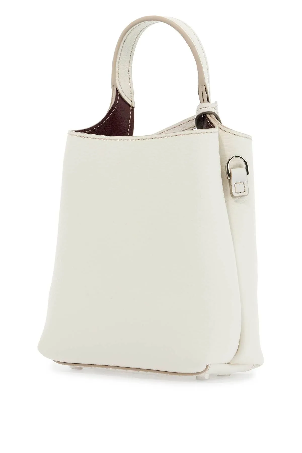 Tod's White Calf Leather Crossbody Bag With Burgundy Details