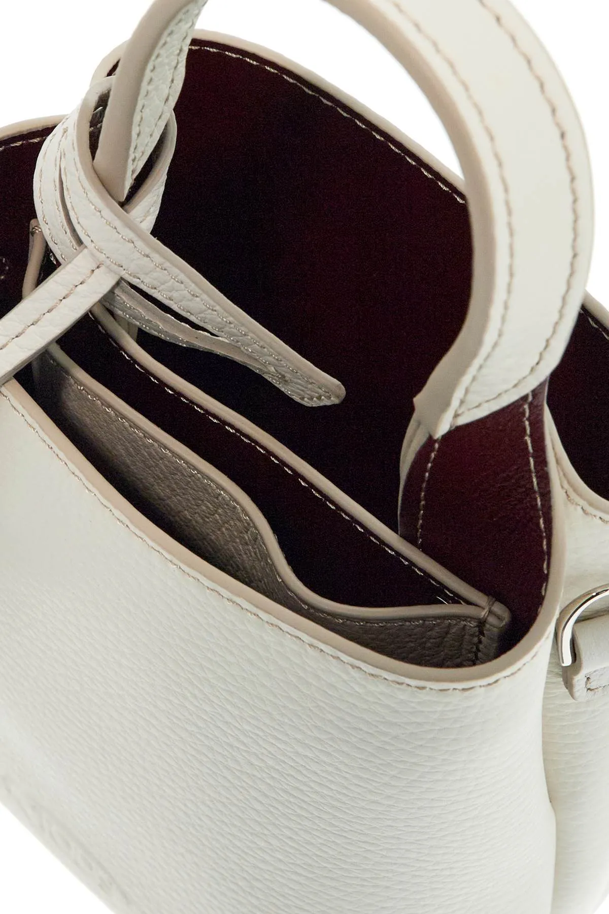 Tod's White Calf Leather Crossbody Bag With Burgundy Details