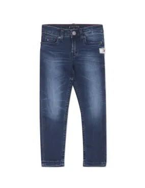 Tommy Hilfiger Kids Boys Blue Slim Fit Dark Wash Jeans