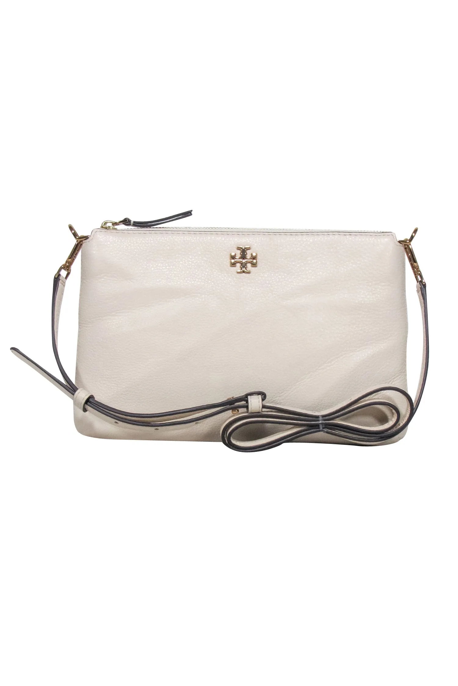 Tory Burch - Cream Kira Pebbled Leather Crossbody Bag