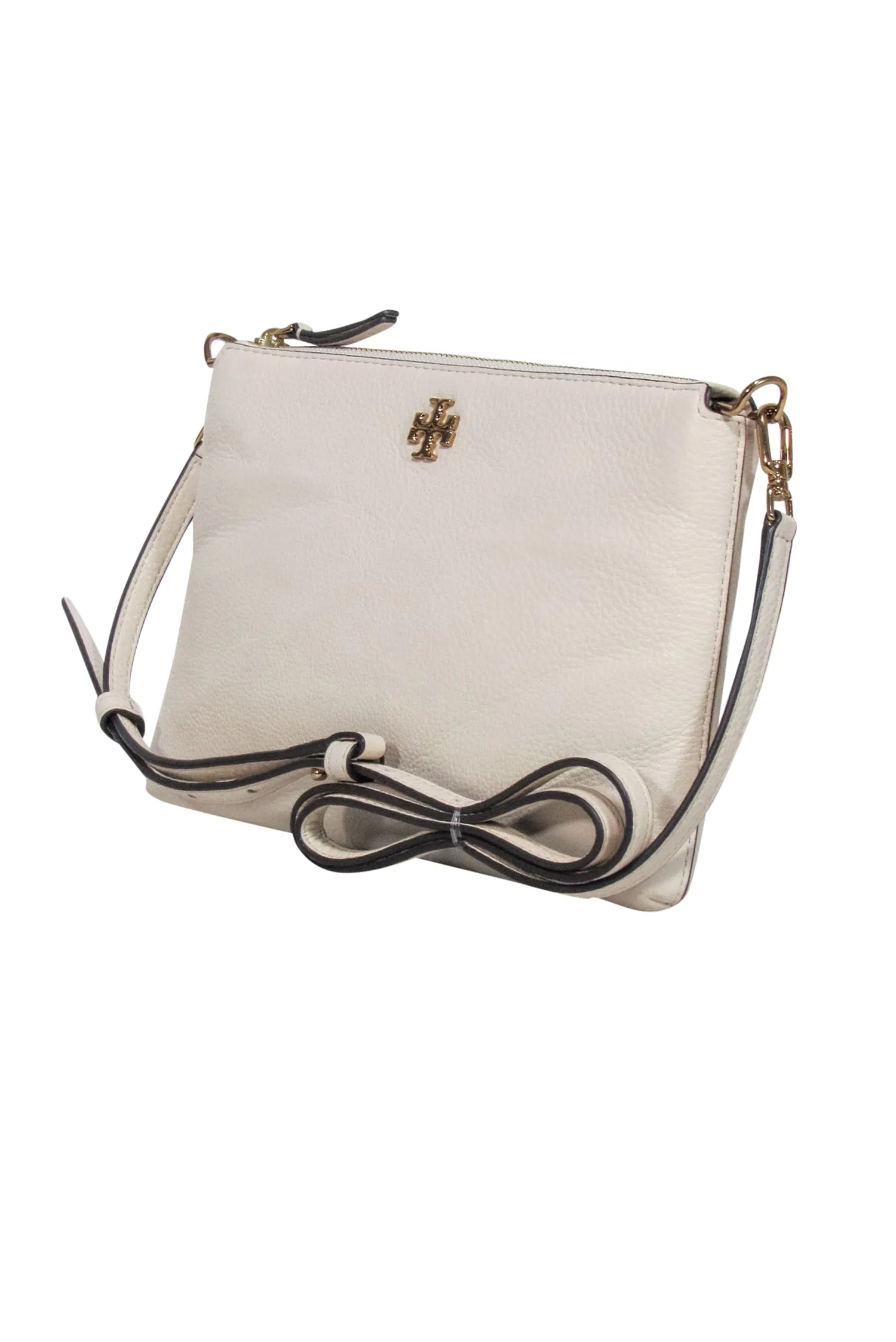 Tory Burch - Cream Kira Pebbled Leather Crossbody Bag