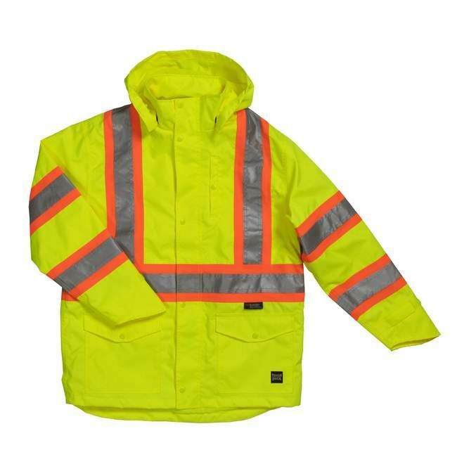 Tough Duck Men's Safety Rain Jacket in Fluorescent Green