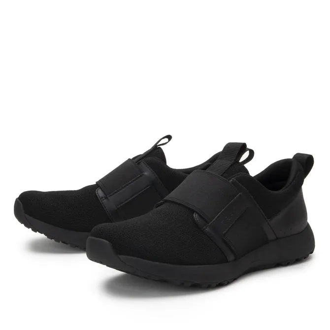 TRAQ By Alegria Volition Slip-On Slip Resistant Tennis Shoe- Black Mesh