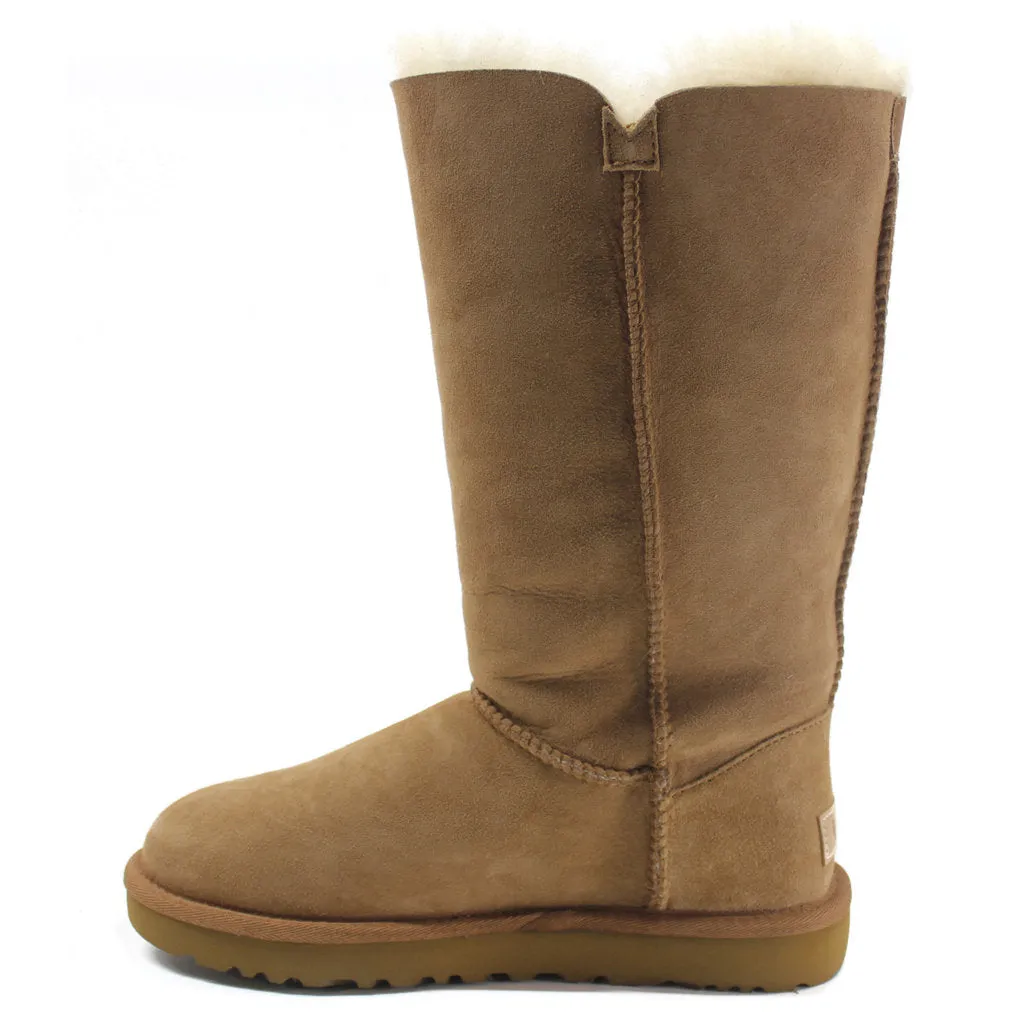 Ugg Australia Bailey Button Triplet II Chestnut Women Suede Sheepskin Tall Boots - UK 5