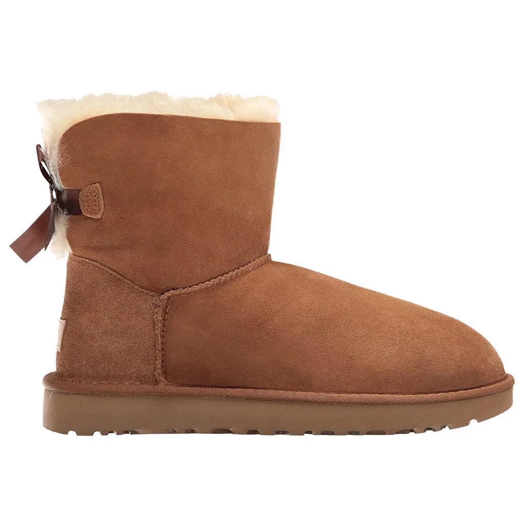 Ugg Australia Womens Boots Mini Bailey Bow II Casual Pull-On Ankle Suede - UK 4