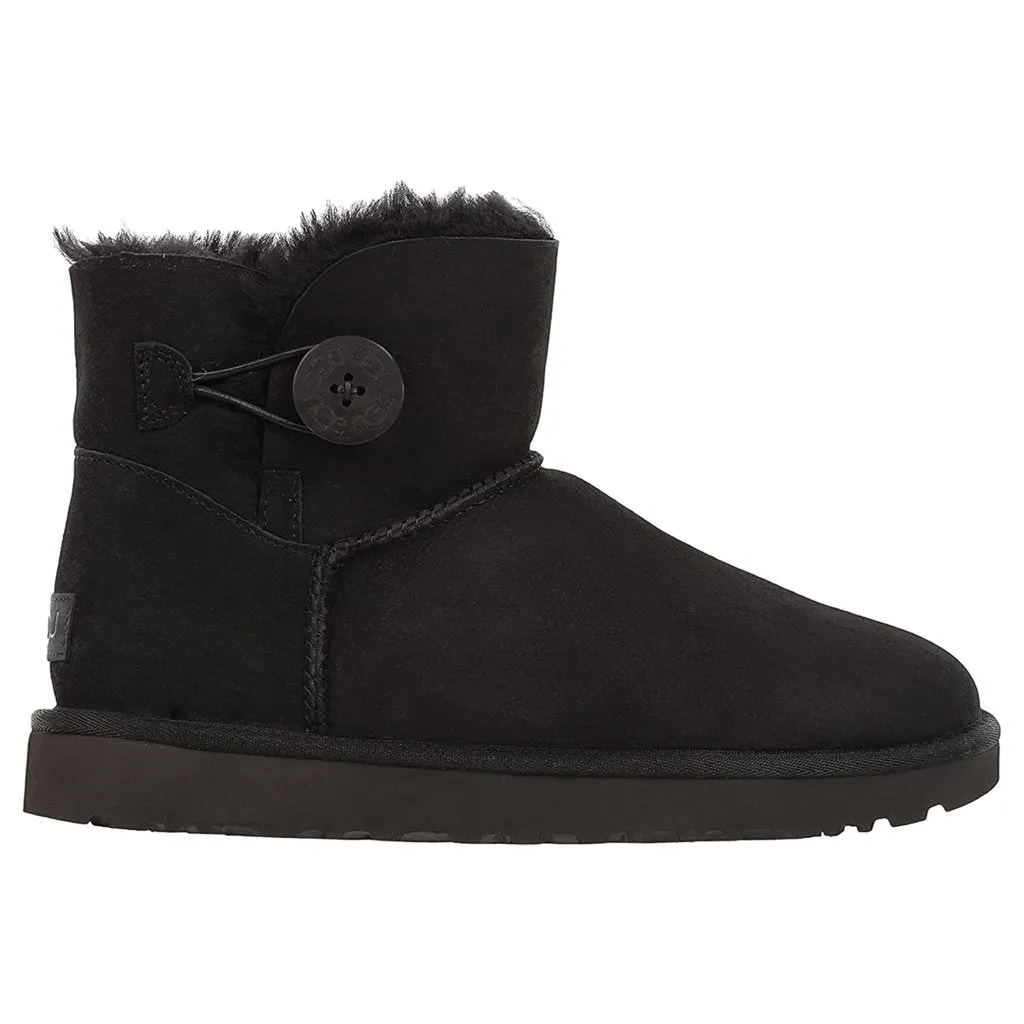 Ugg Australia Womens Boots Mini Bailey Button II Casual Pull-On Ankle Suede - UK 6