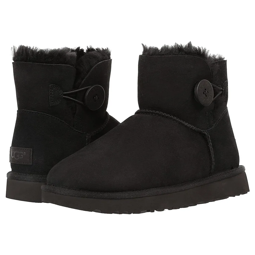 Ugg Australia Womens Boots Mini Bailey Button II Casual Pull-On Ankle Suede - UK 6