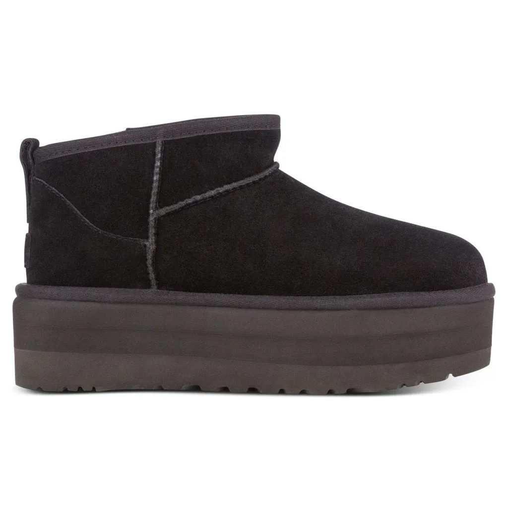 Ugg Womens Boots Classic Ultra Mini Platform Casual Slip-On Ankle Suede - UK 6