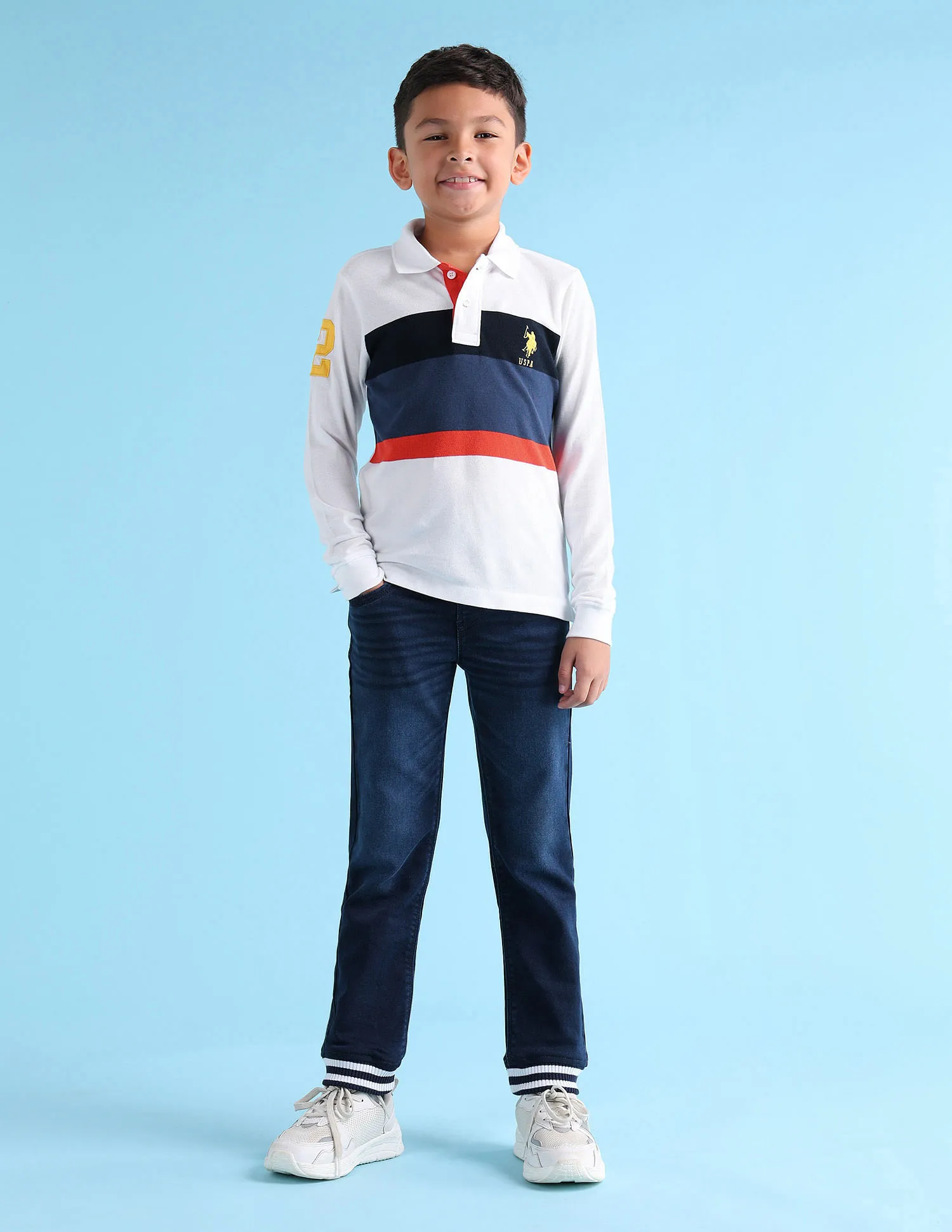 U.S. Polo Assn. Kids Boys Regular Colour Blocked Polo Shirt