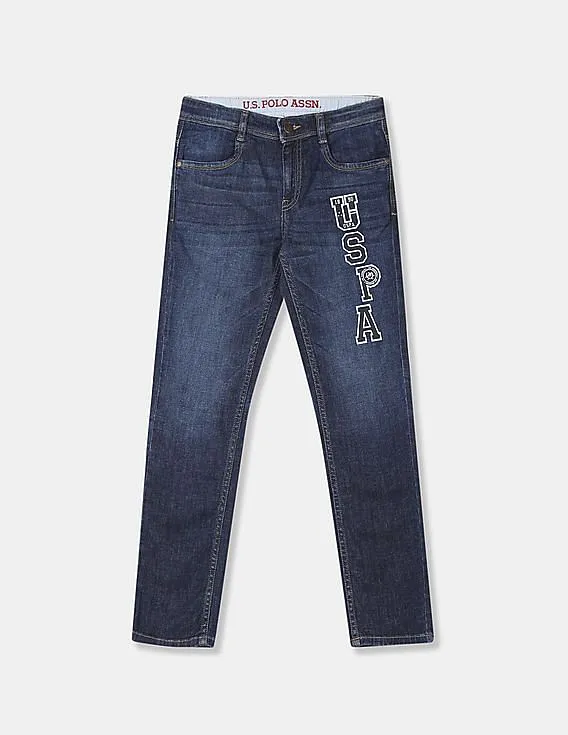 U.S. Polo Assn. Kids Mid Rise Skinny Fit Faded Jeans