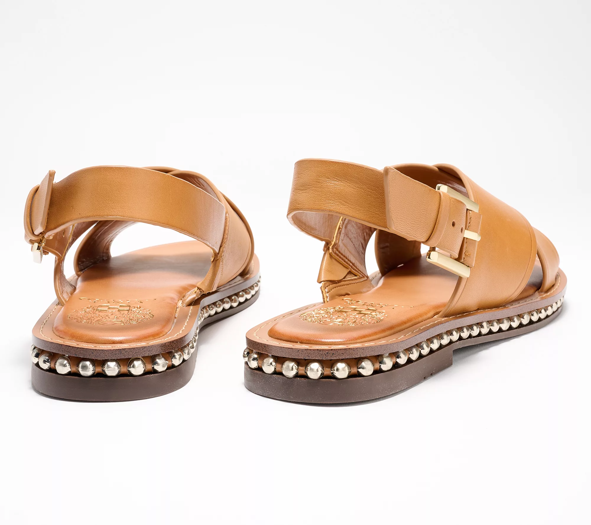 Vince Camuto Leather Adjustable Crossband Sandals-Ceemilo