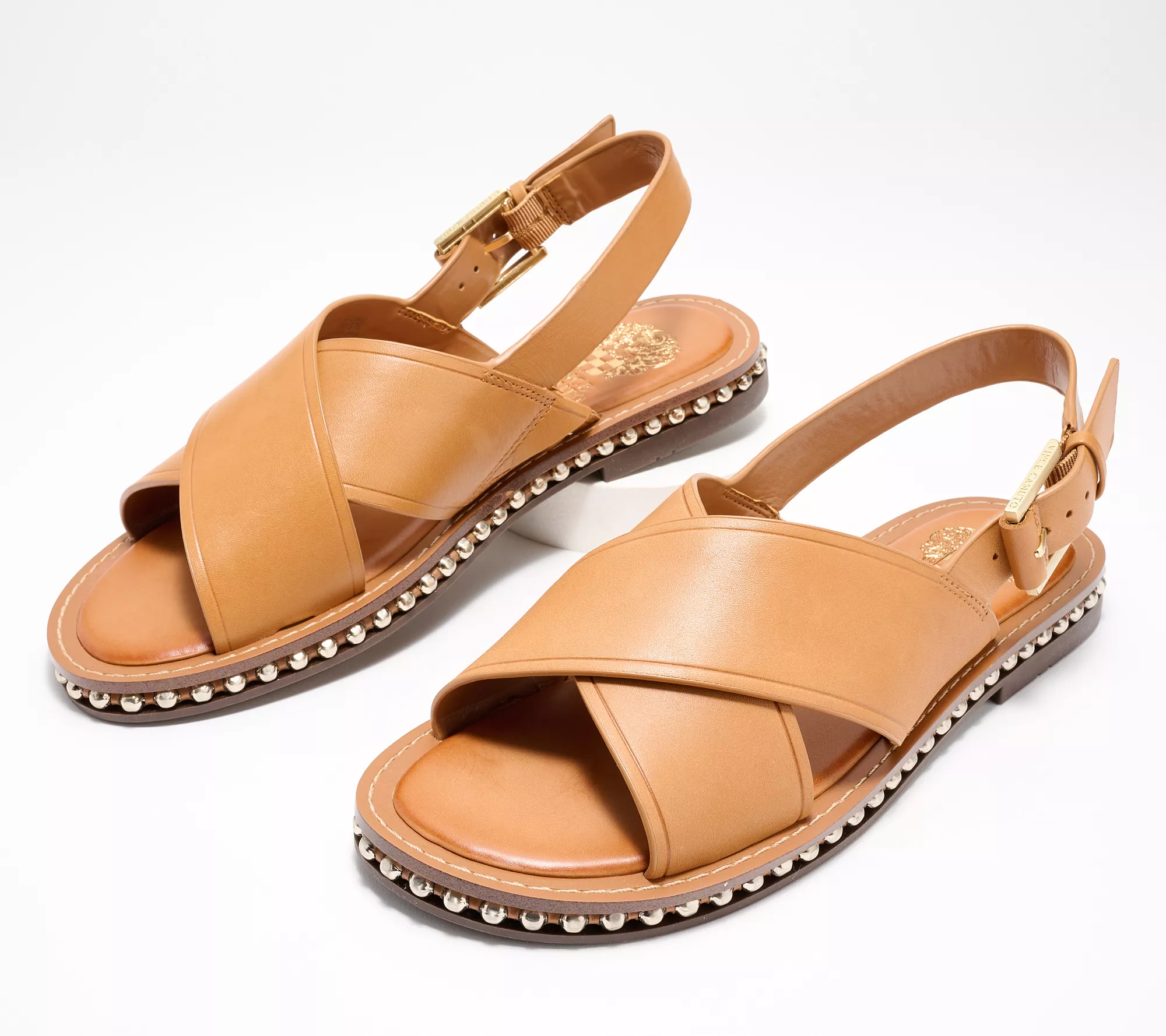 Vince Camuto Leather Adjustable Crossband Sandals-Ceemilo