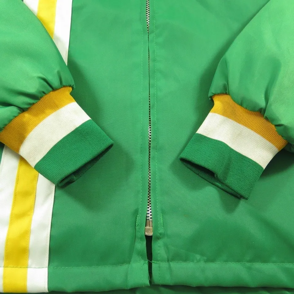 Vintage 70s Tire Racing Jacket XLarge Deadstock Stripes Green