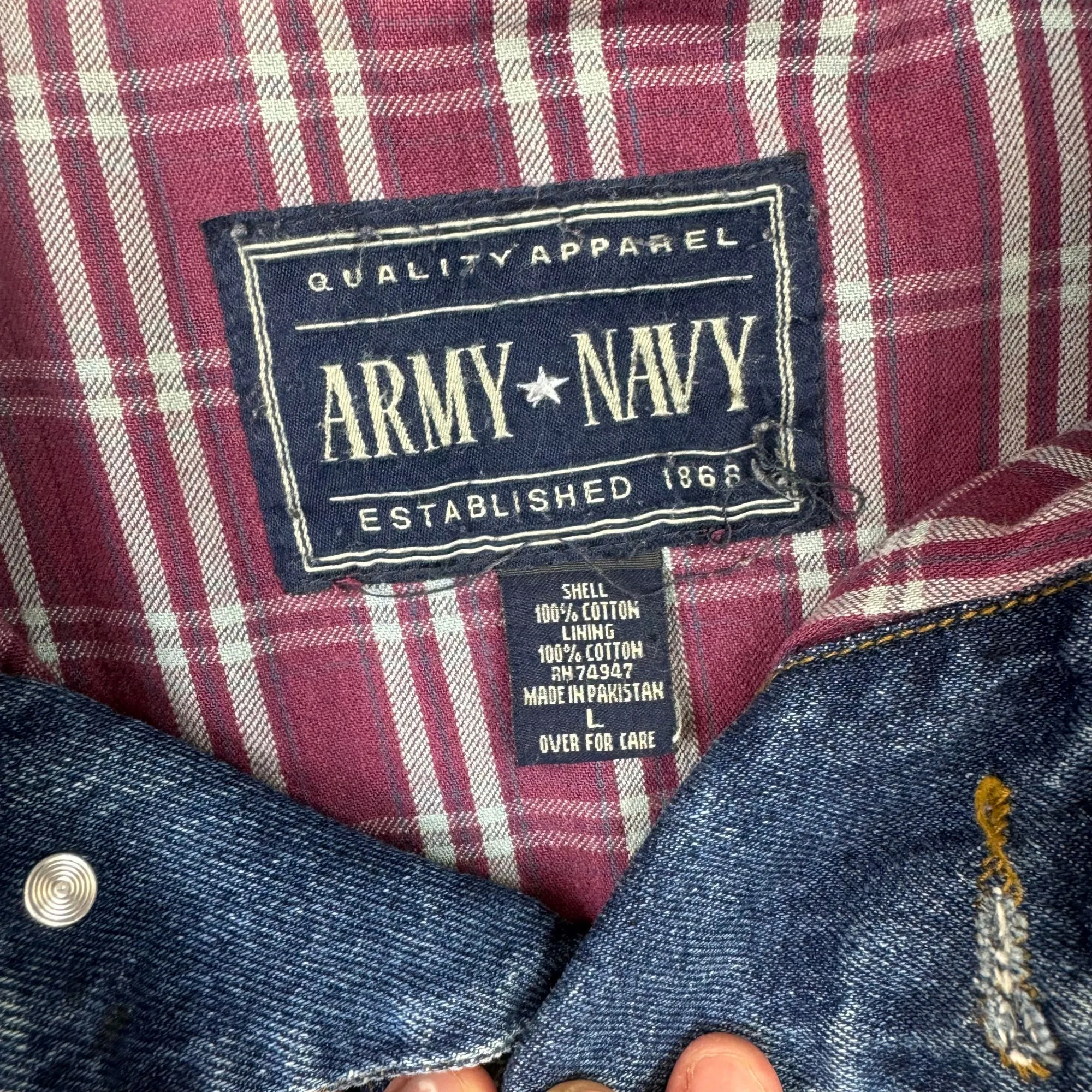 Vintage 90's Army Navy Flannel Lined Denim Jacket Blue