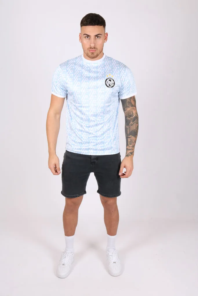 Vintage Football Shirt Members Only Club Jersey in Baby Blue