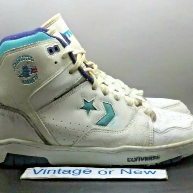 Vtg 80's 1989 nba converse pinnacle hi series charlotte hornets basketball sz 11