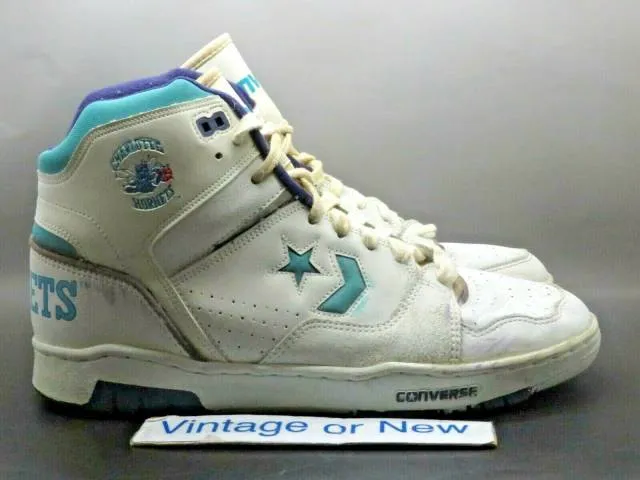 Vtg 80's 1989 nba converse pinnacle hi series charlotte hornets basketball sz 11