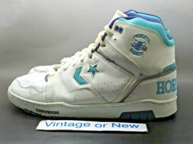 Vtg 80's 1989 nba converse pinnacle hi series charlotte hornets basketball sz 11