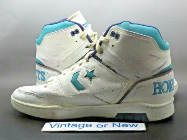 Vtg 80's 1989 nba converse pinnacle hi series charlotte hornets basketball sz 11