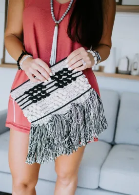 Weekend Retreat Woven Fringe Clutch FINAL SALE