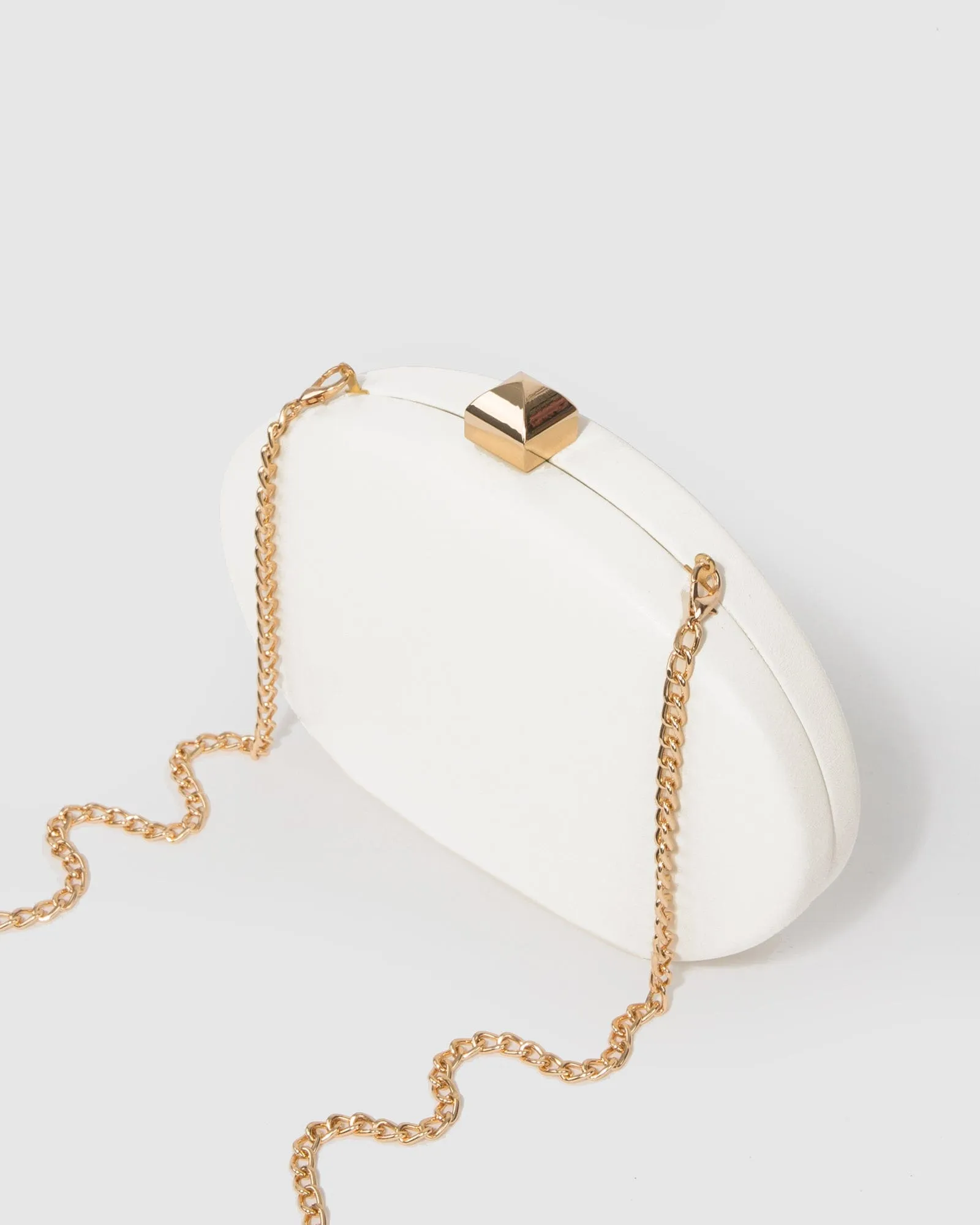 White Gracie Hardcase Clutch Bag