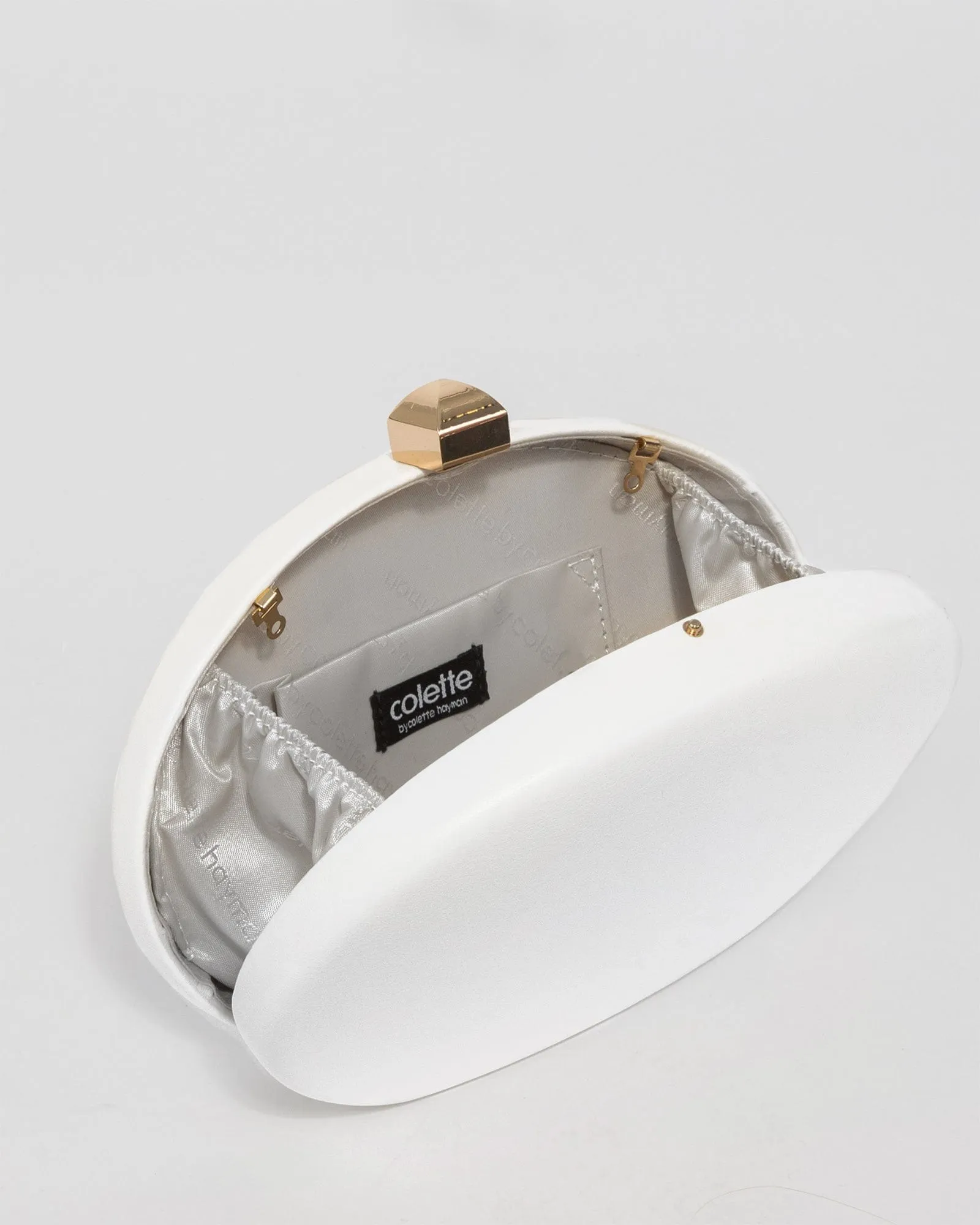 White Gracie Hardcase Clutch Bag