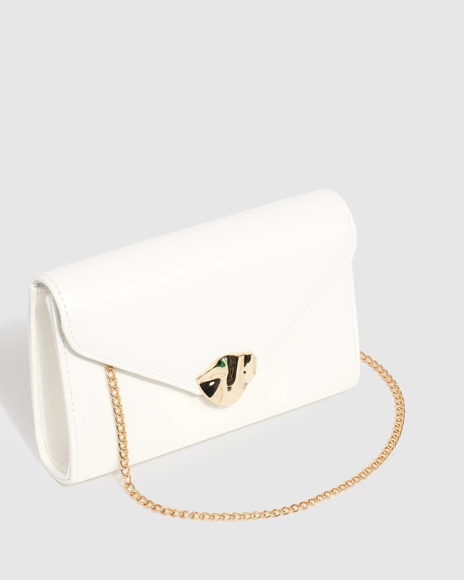 White Isidora Envelope Clutch Bag