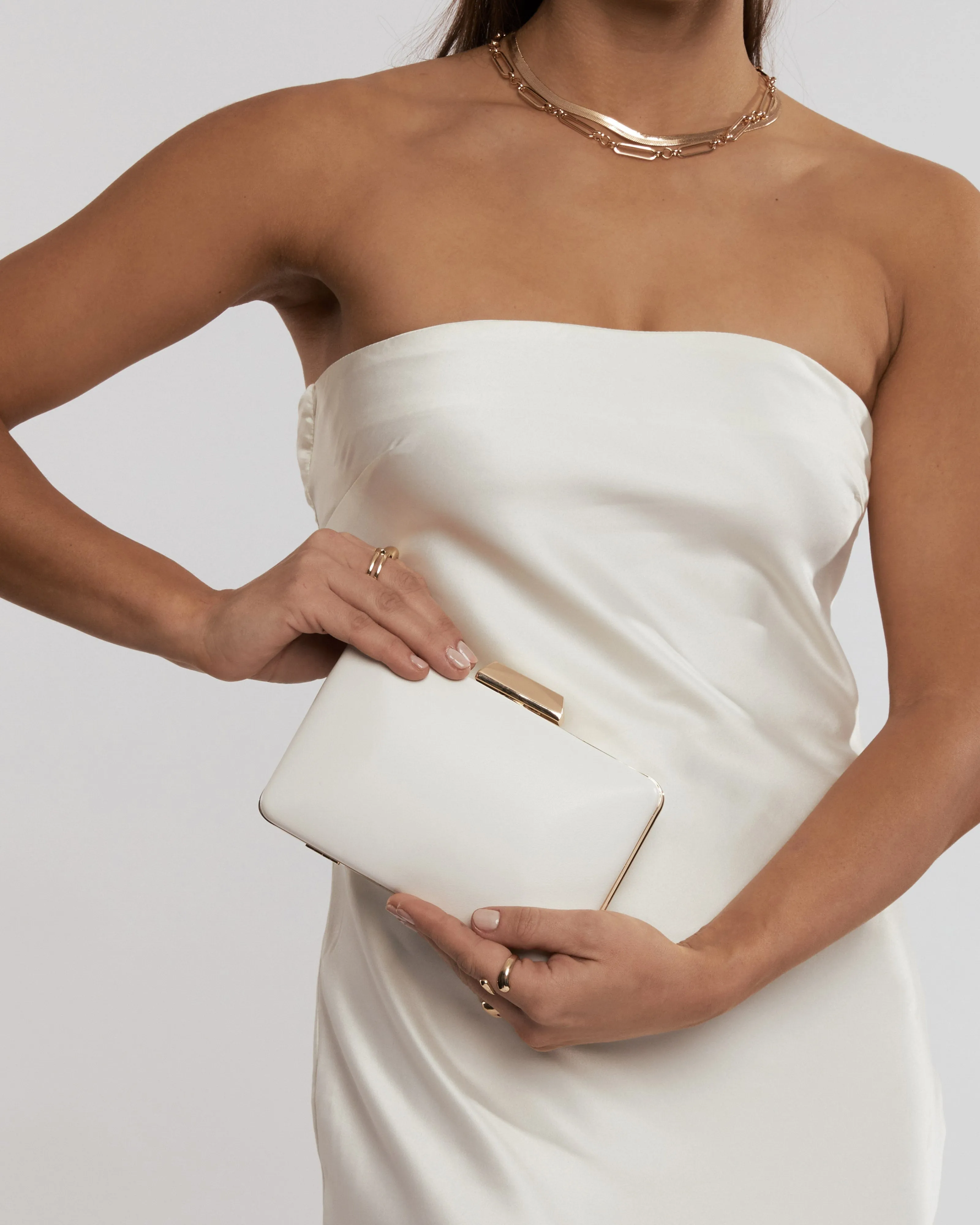 White Maxine Clutch Bag