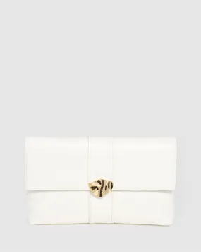 White Polly Flap Clutch Bag