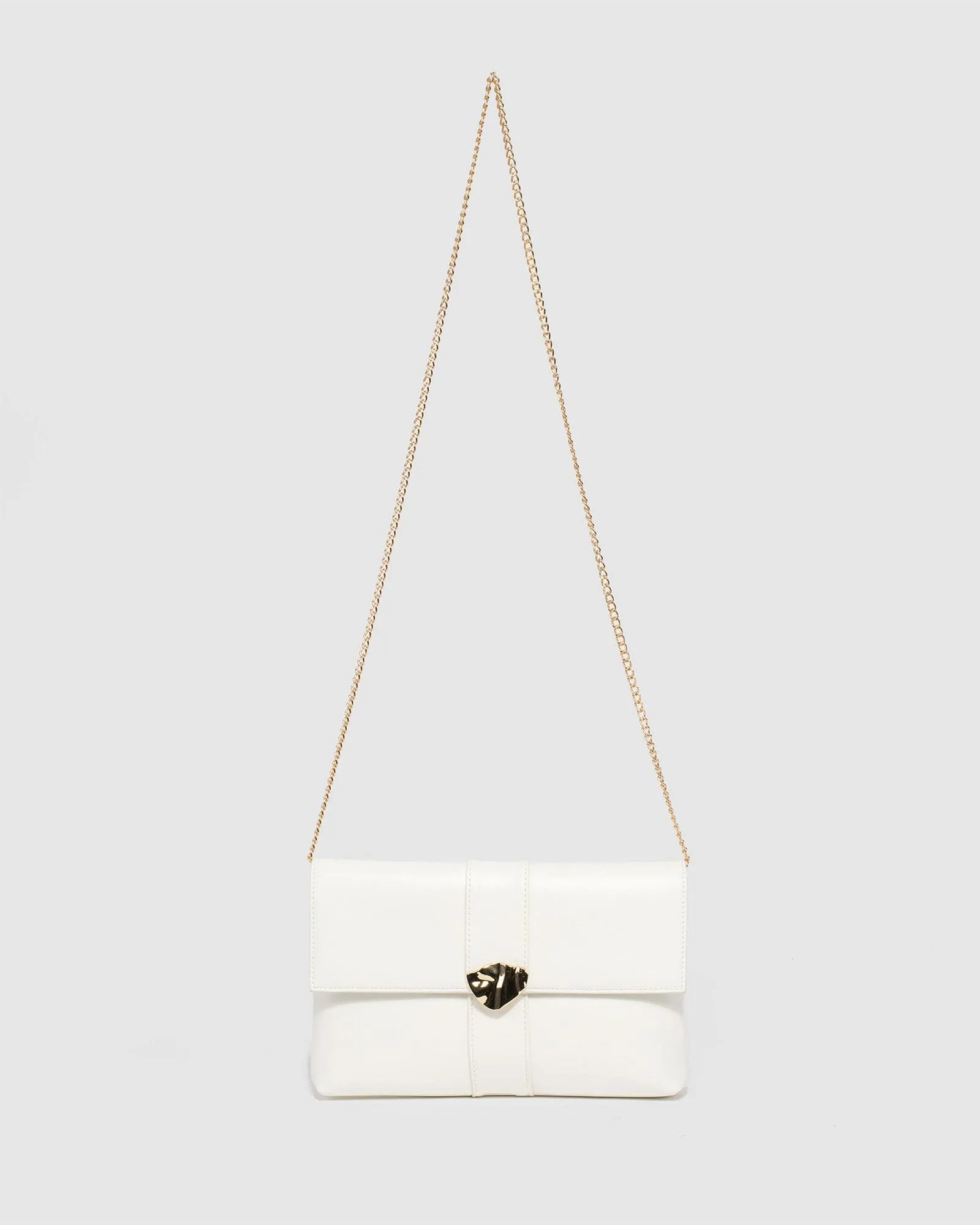 White Polly Flap Clutch Bag