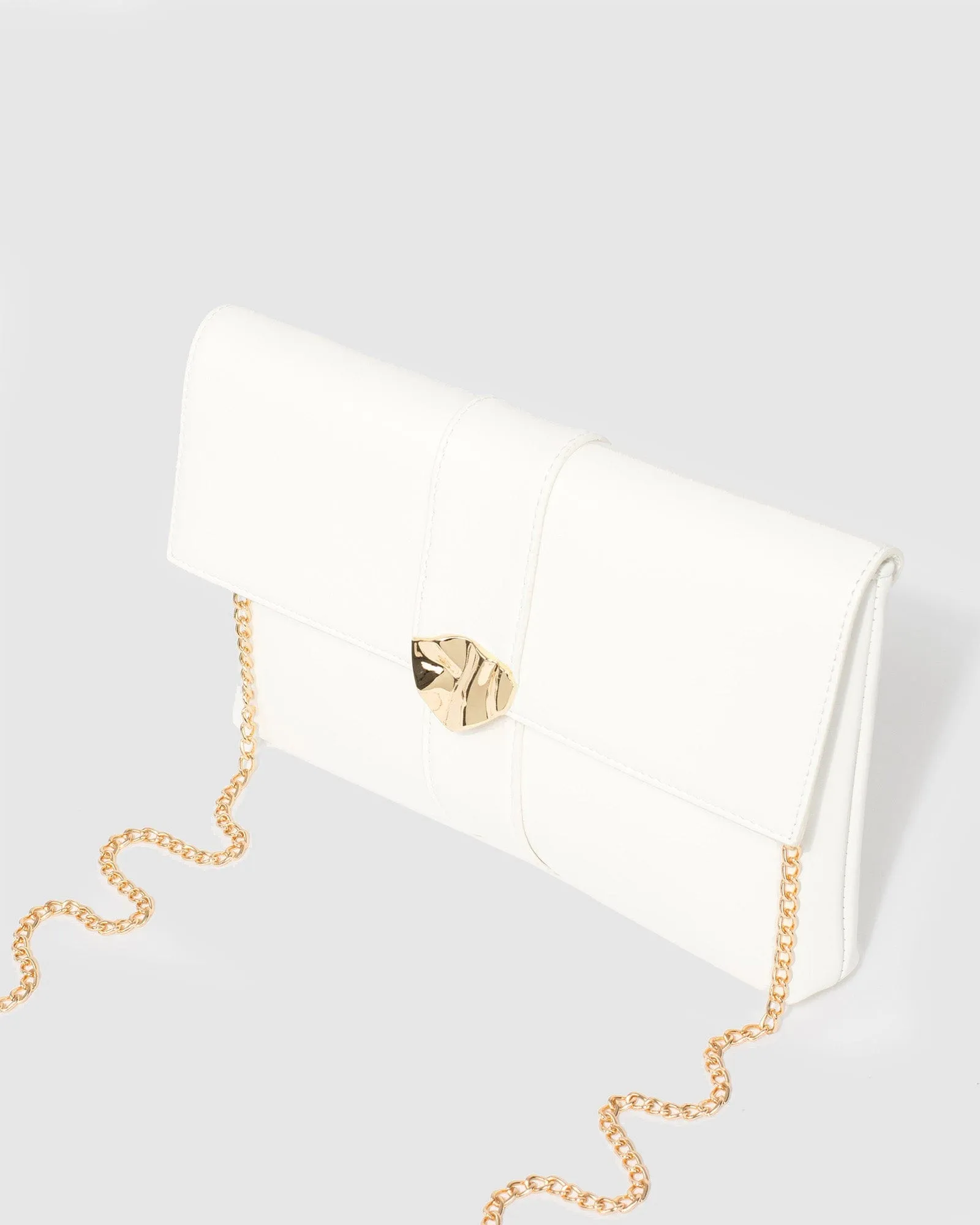 White Polly Flap Clutch Bag