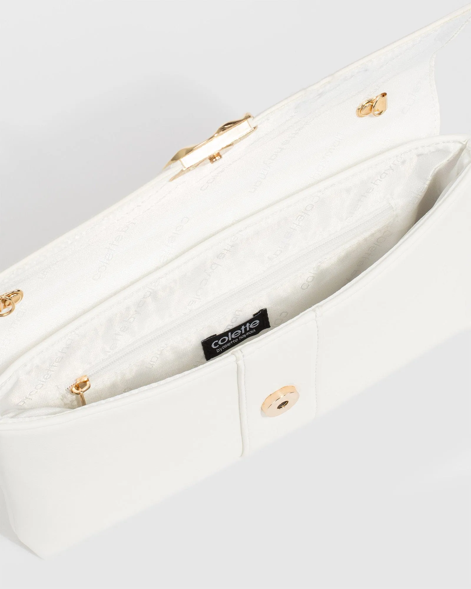 White Polly Flap Clutch Bag