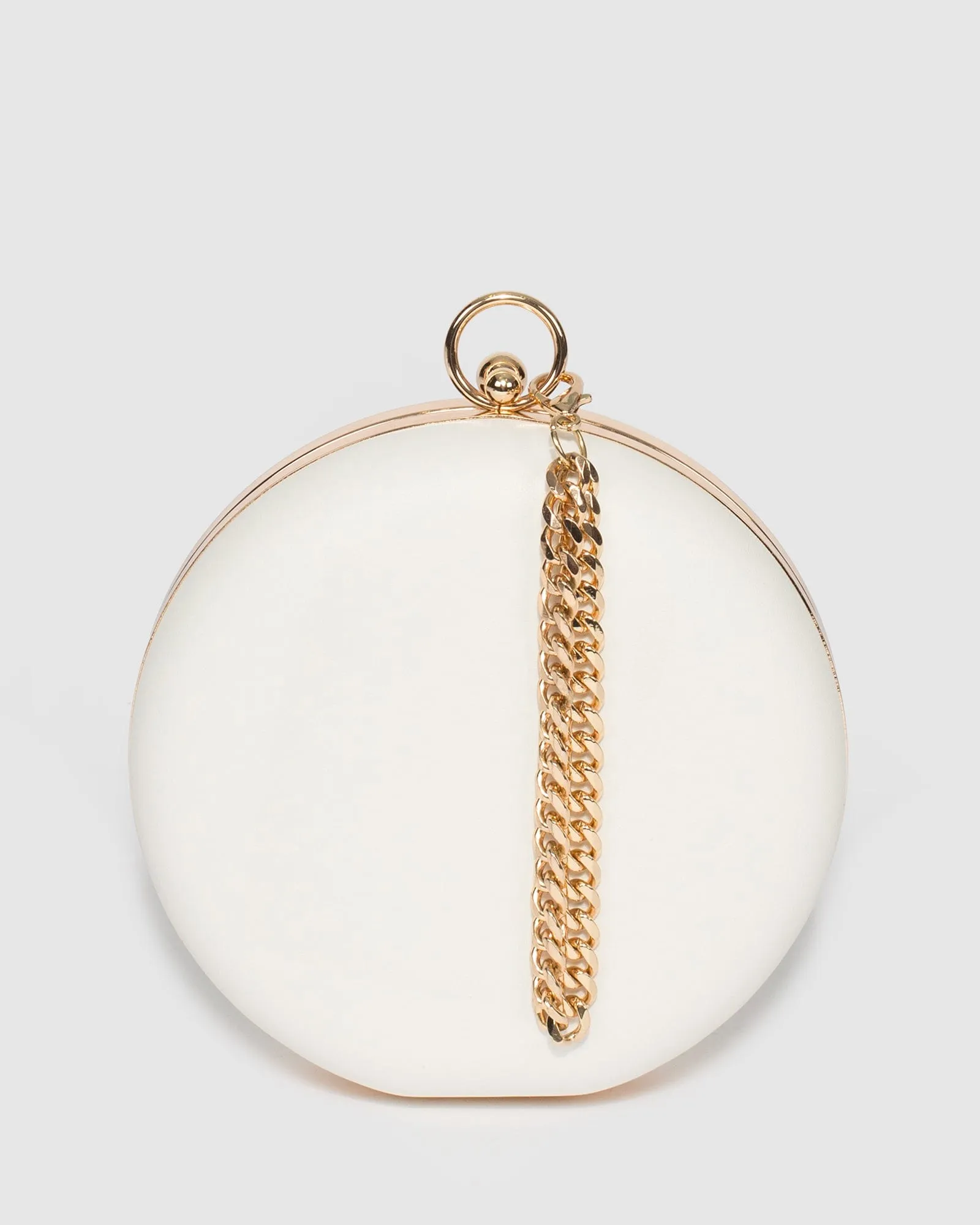 White Yuki Round Clutch Bag