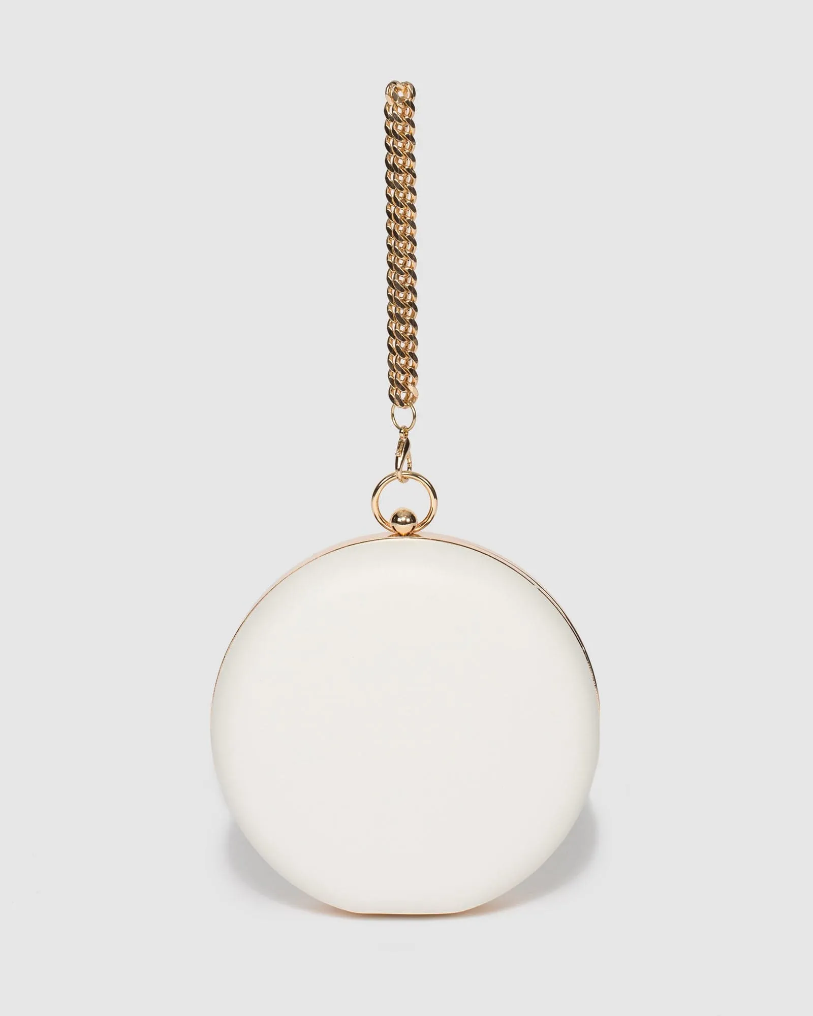 White Yuki Round Clutch Bag