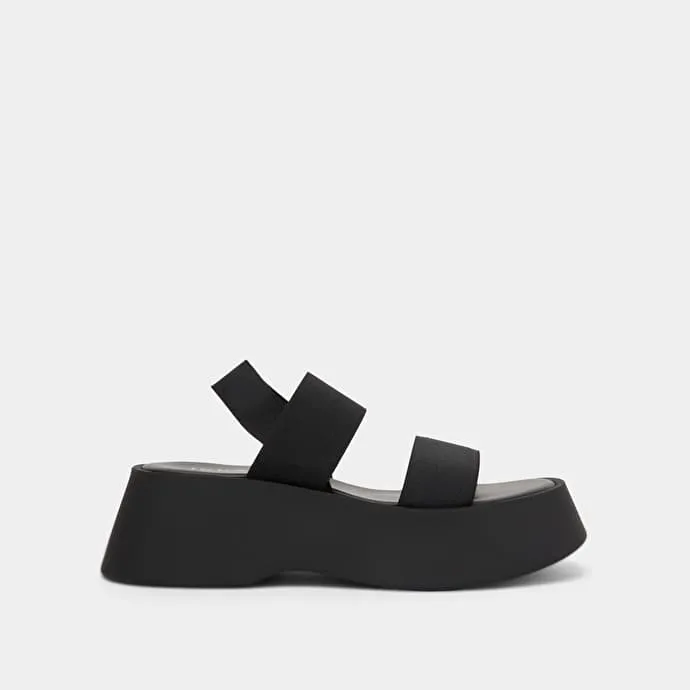 Wide-strap sandals in black elastic