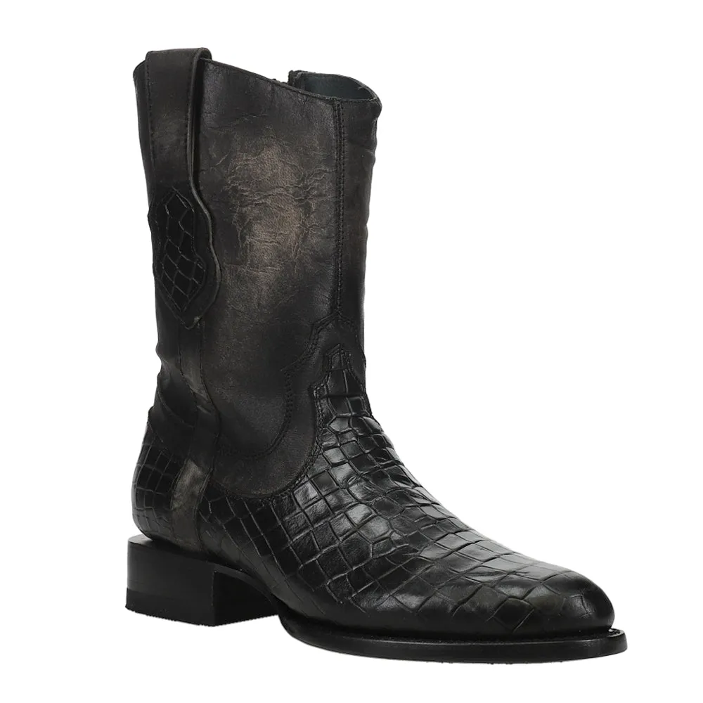 Winston Alligator Print Round Toe Cowboy Boots