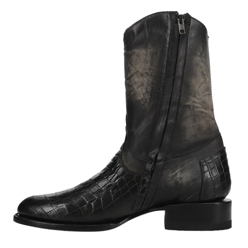 Winston Alligator Print Round Toe Cowboy Boots