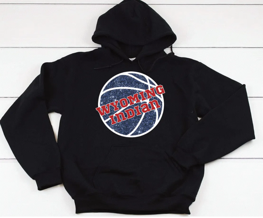 Wyoming Indian glitter basketball Hoodie