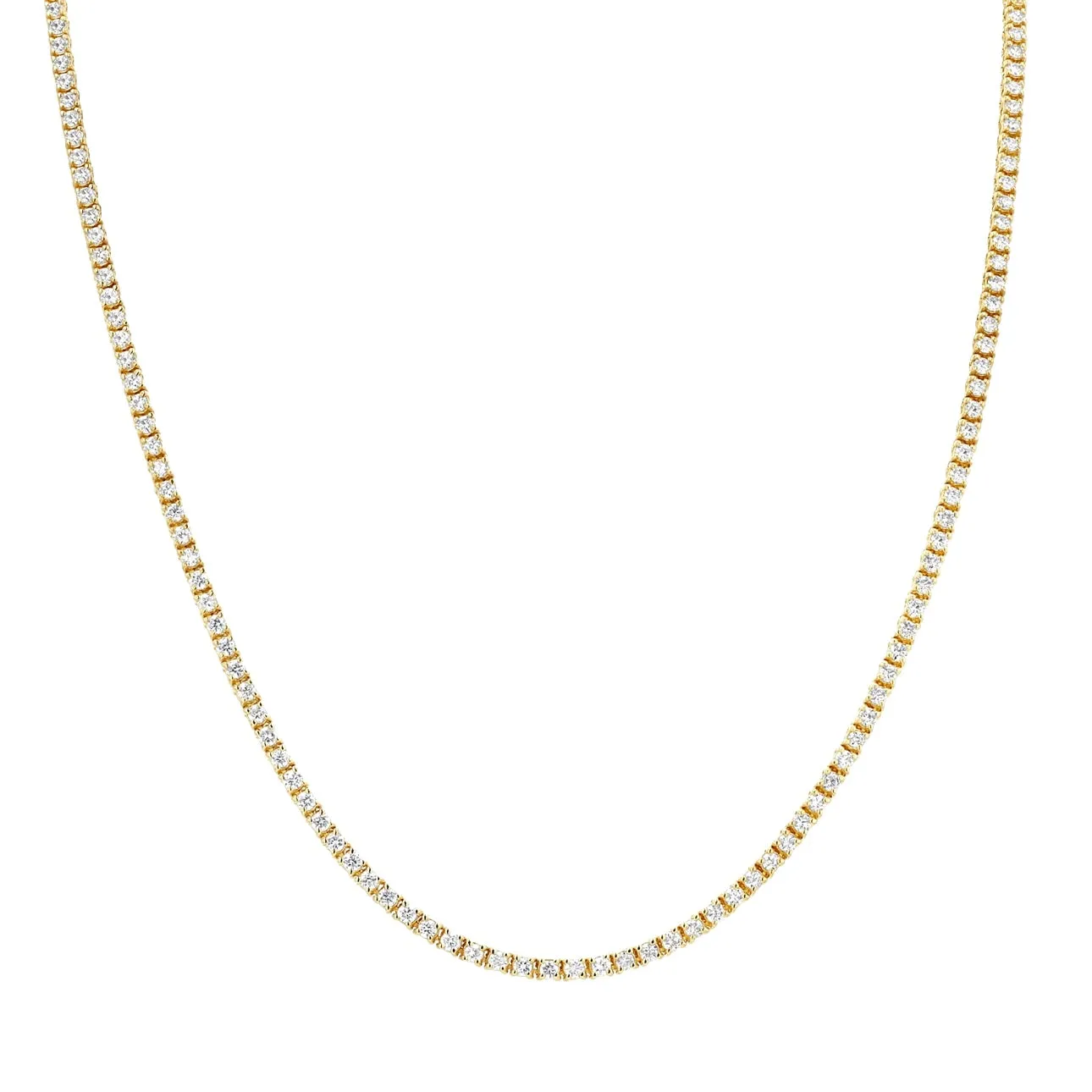 Yellow Gold Diamond 18 Tennis Necklace